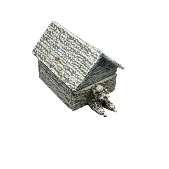 Florenza Dog House Matchbox Holder White Enameled Poodle Dog Vintage Collectible - Picture 1 of 12